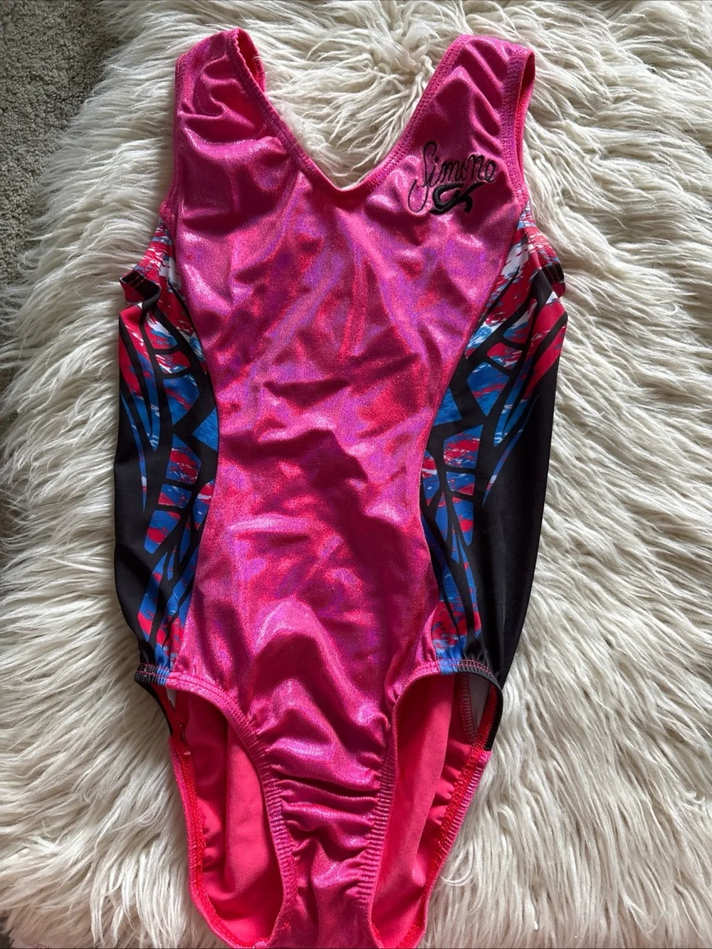 GK Elite Simone Biles Pink Leotard and Scrunchie Set Gymnastics Dance Child L CL